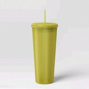 Opalhouse Tumbler W/ Straw Electric Yellow 26.2 oz Cup Clear Plastic Rare